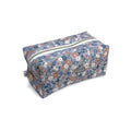 The Everyday Case - Blue Flower Print Quilted Makeup Bag / Boxy Zip Pouch