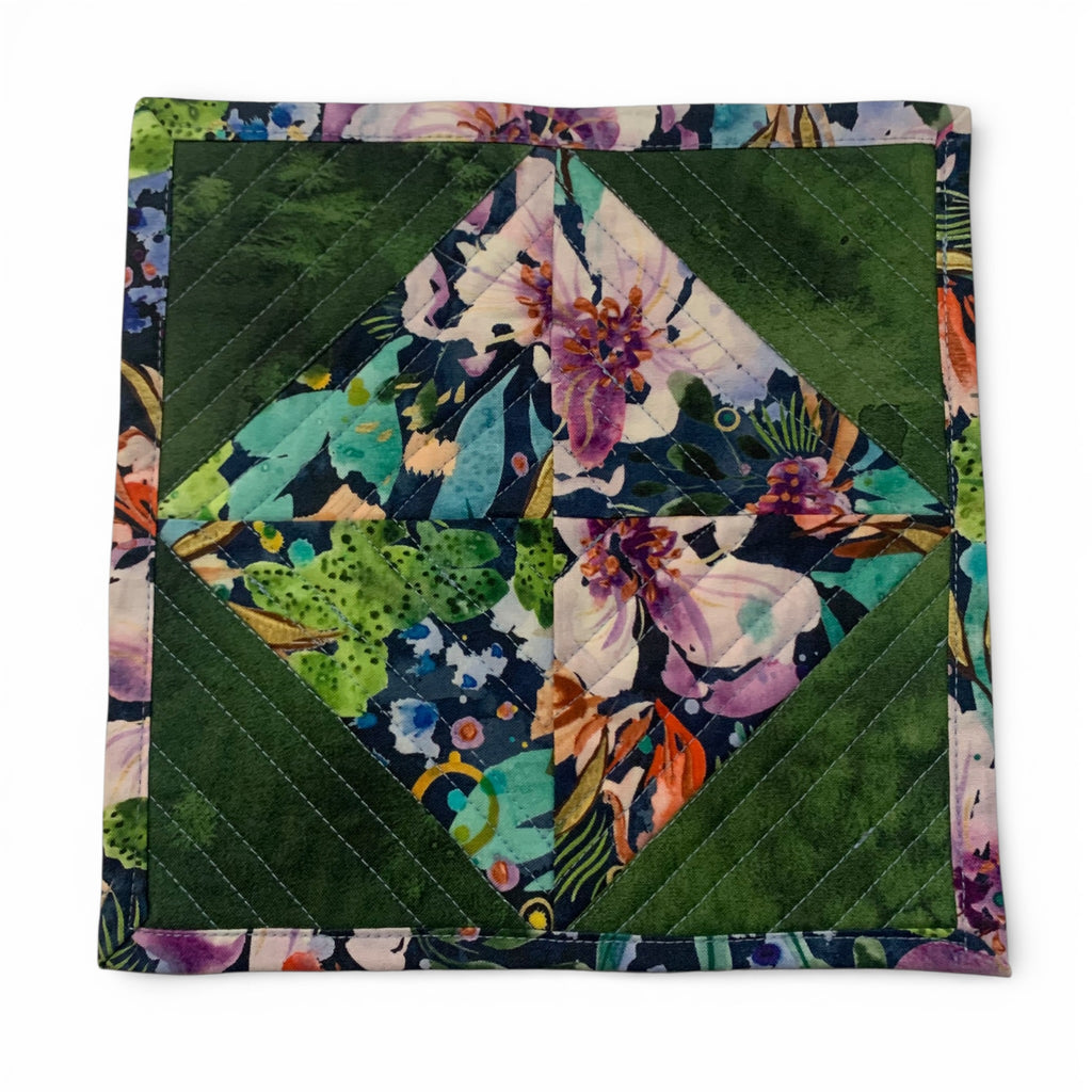 Mini Quilt - Night Garden Flowers