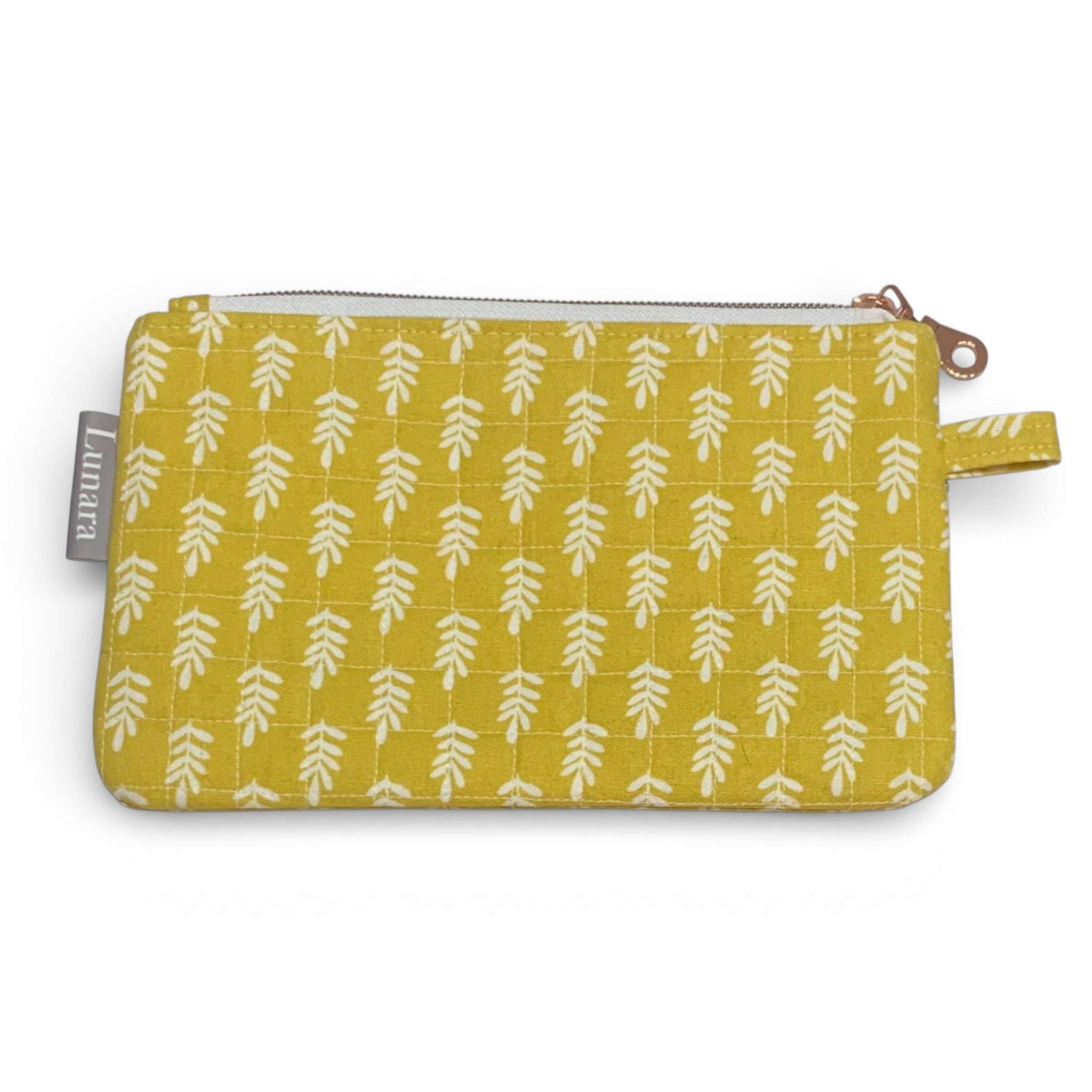 Mustard Leaves Quilted Makeup Pouch