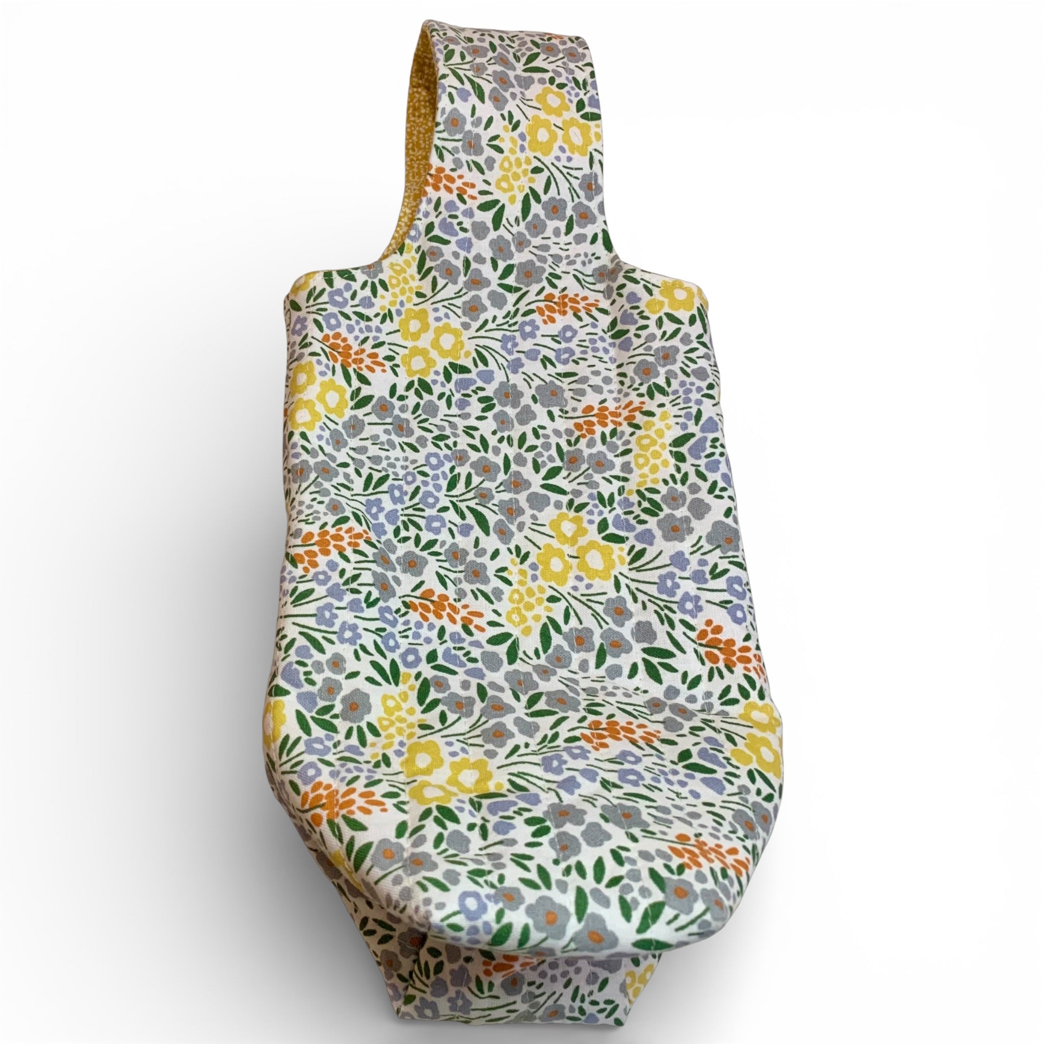 Mustard Floral Quilted Bottle Gift Bag