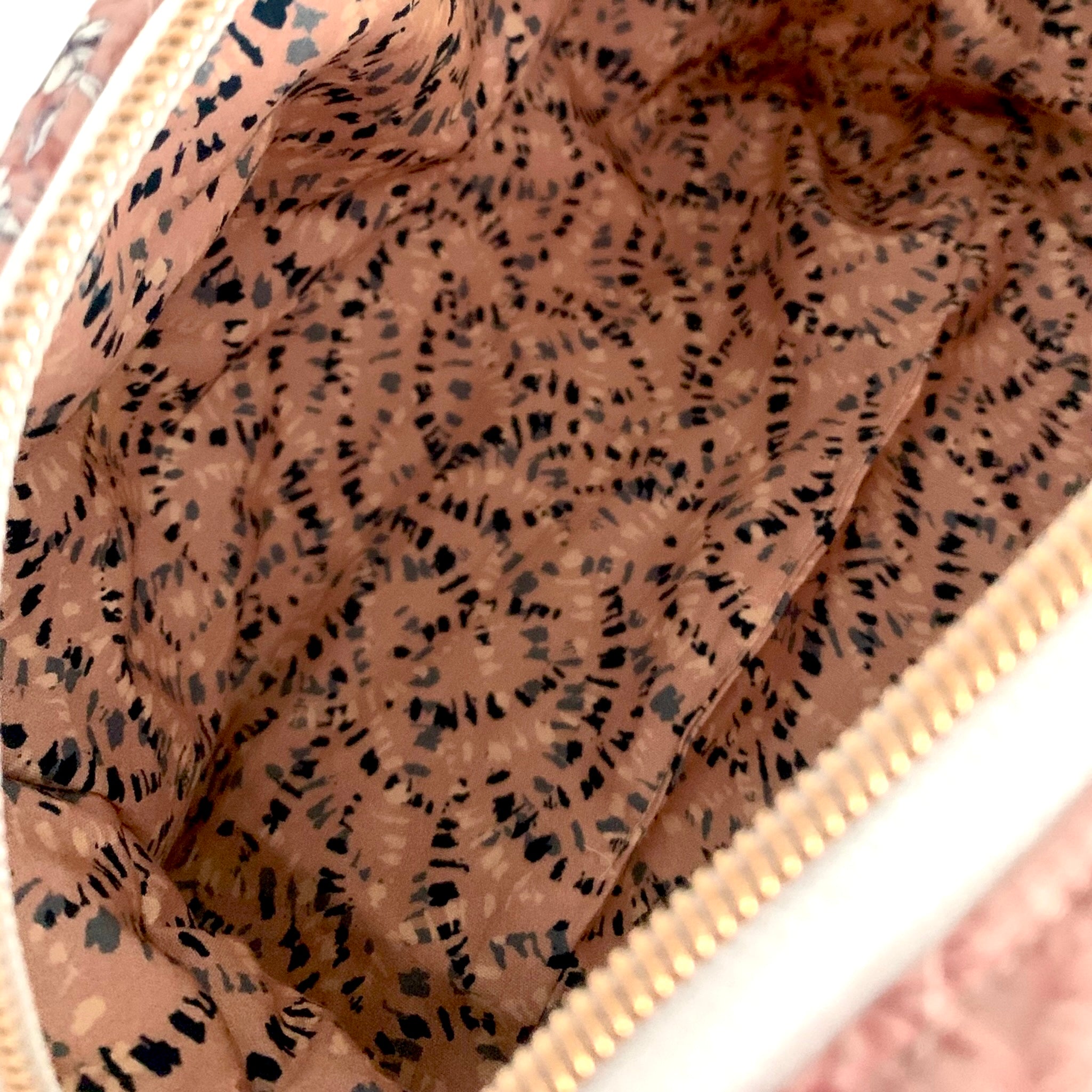 The Everyday Case - Dusty Pink Print Quilted Makeup Bag / Boxy Zip Pouch