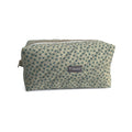 The Everyday Case - Blue Sprig Print Quilted Makeup Bag / Boxy Zip Pouch