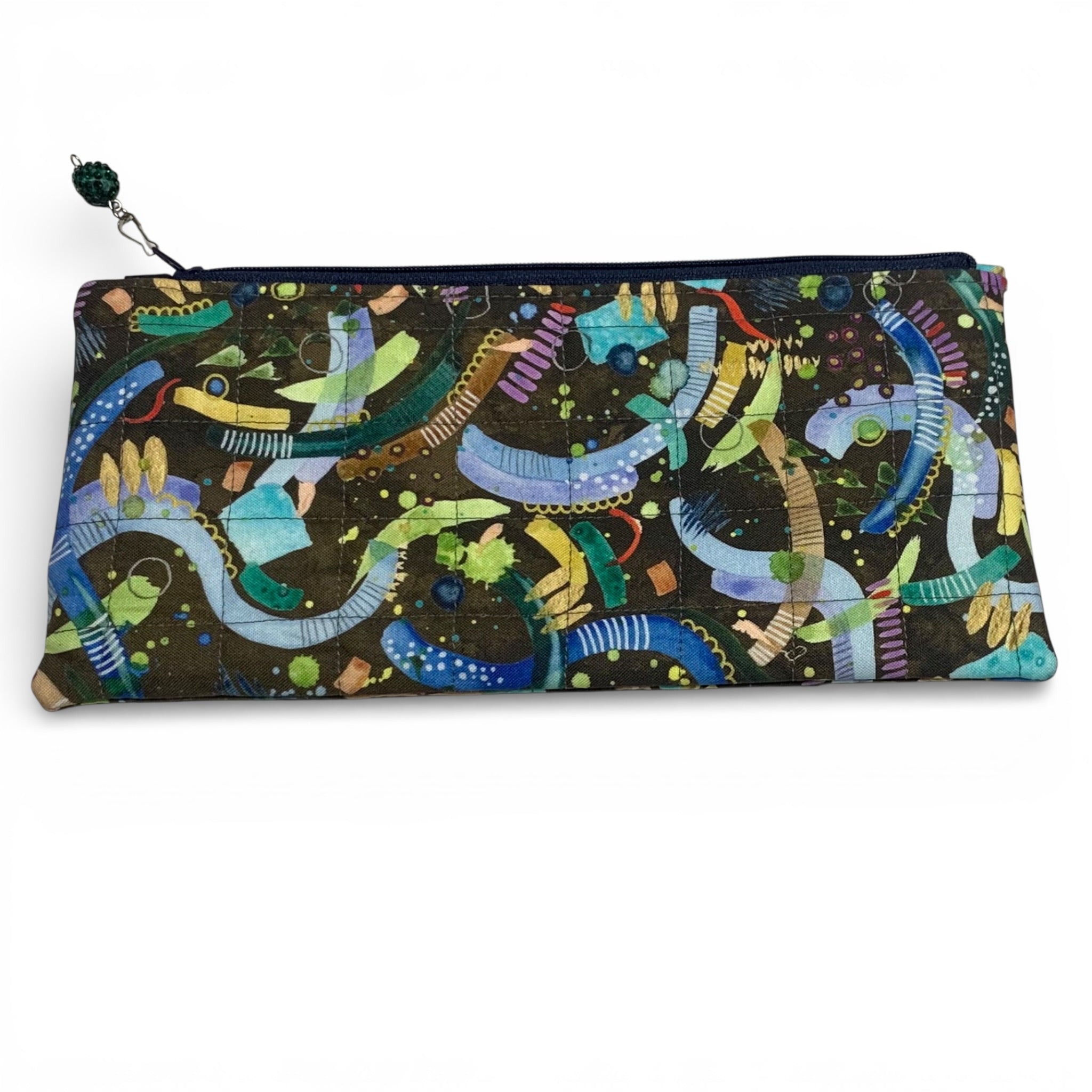 Geometric Earth Pencil & Glasses Case - Quilted Zip Pouch