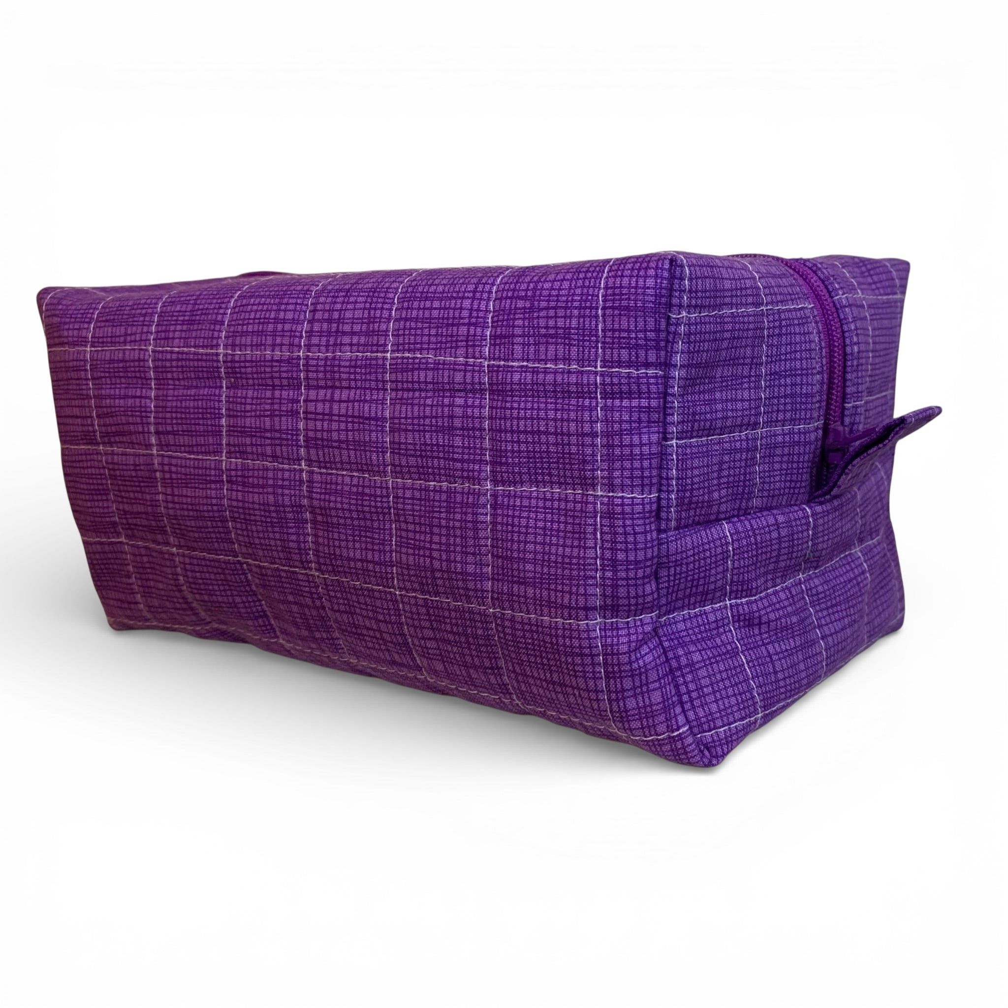 Plum Boxy Quilted Makeup Case
