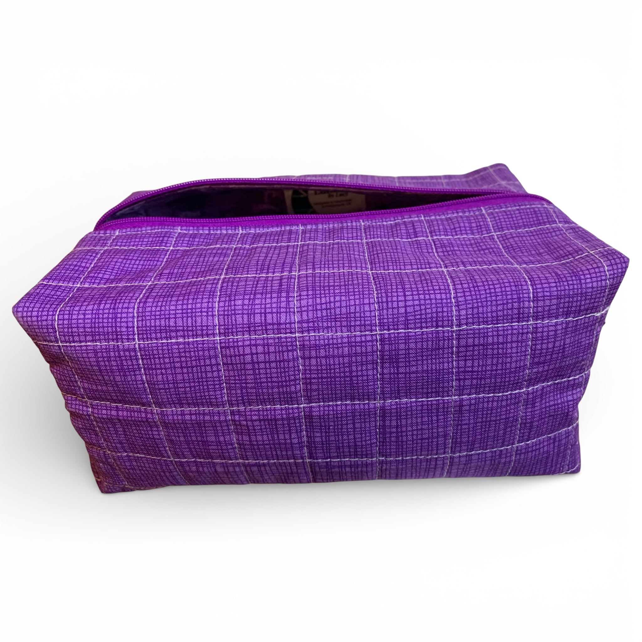 Plum Boxy Quilted Makeup Case