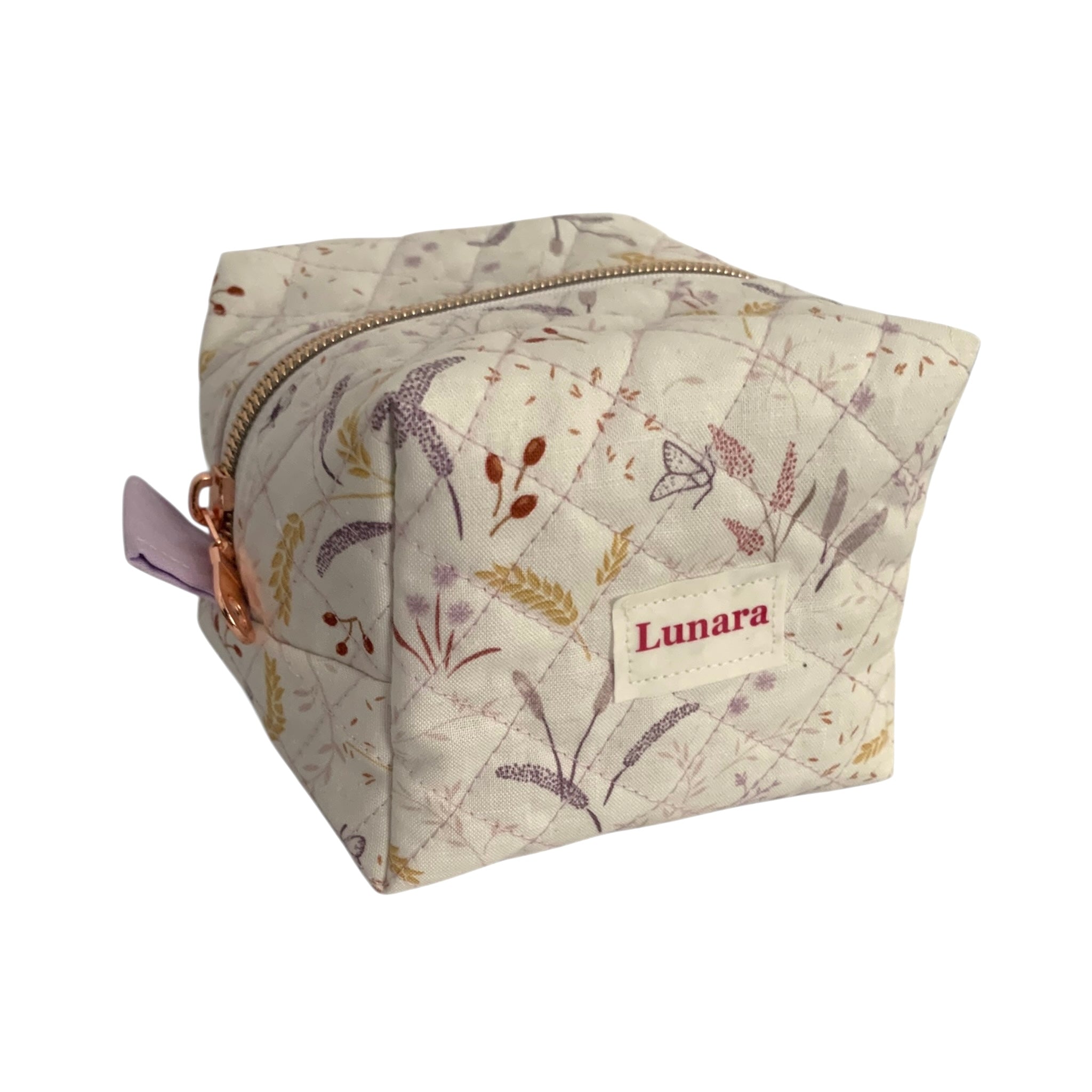 The Everyday Cube - Corn Meadow Mini Quilted Makeup Bag / Boxy Zip Pouch