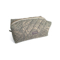 The Everyday Case - Blue Botanical Print Quilted Makeup Bag / Boxy Zip Pouch