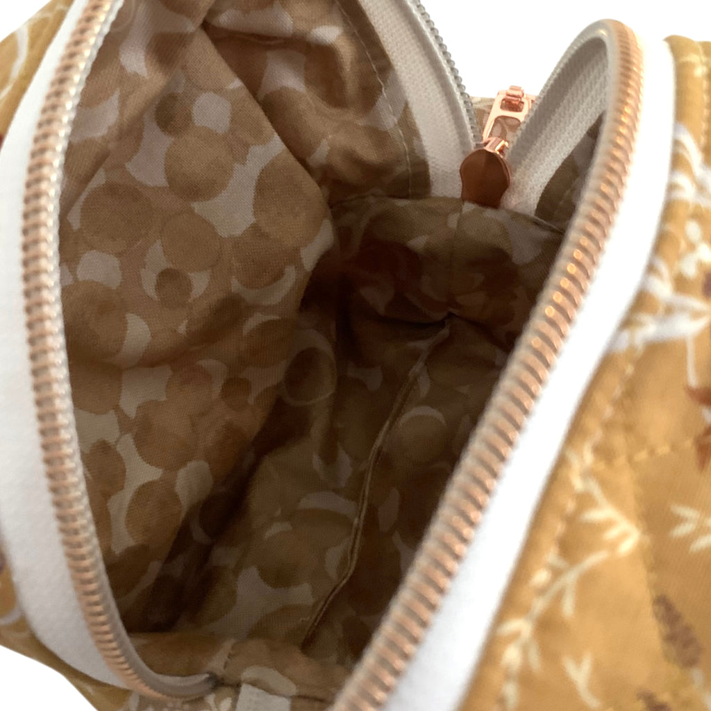 The Everyday Cube - Golden Meadow Quilted Makeup Bag / Boxy Zip Pouch