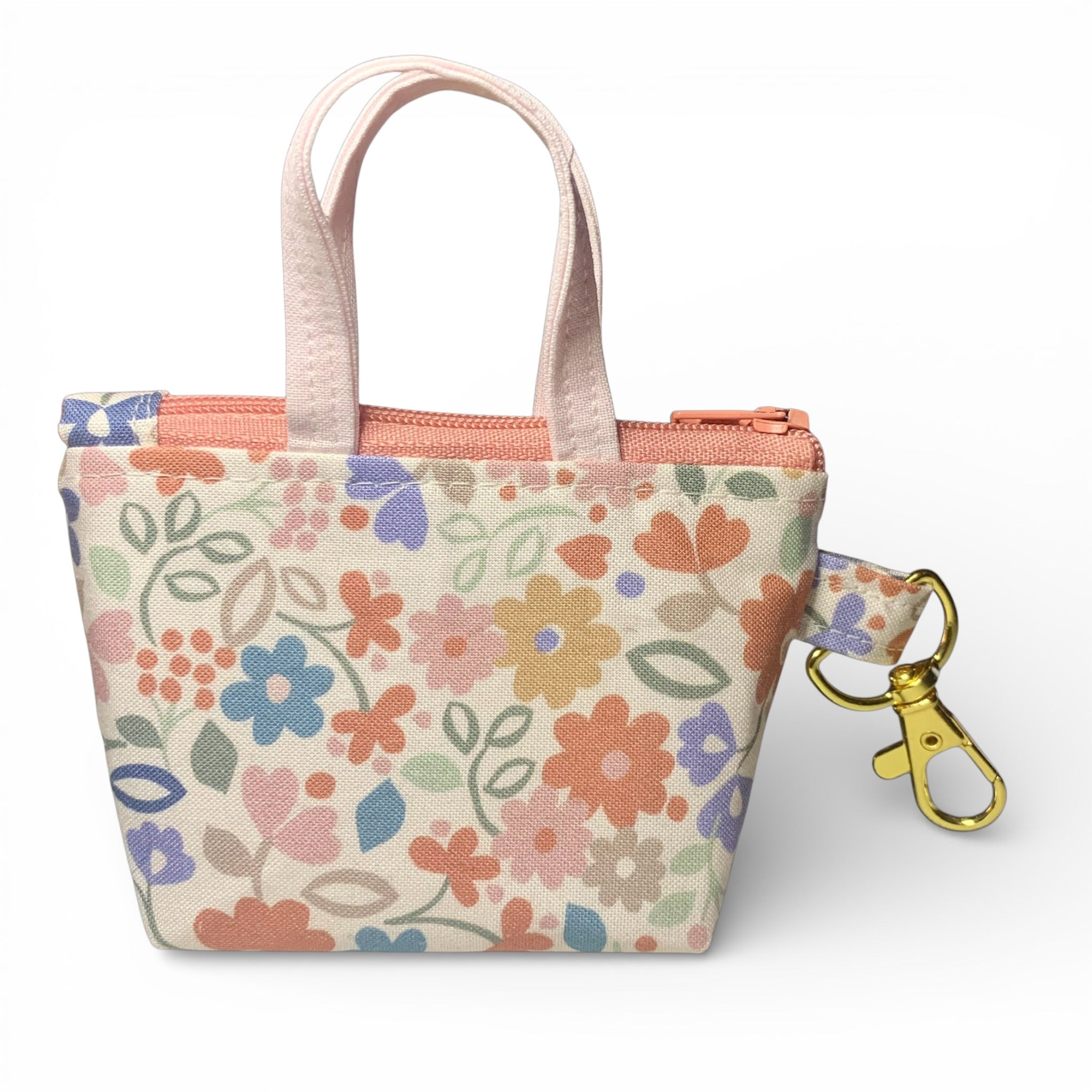 Pink Peach Floral Tiny Tote