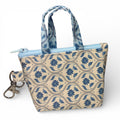Cream Blue Floral Tiny Tote