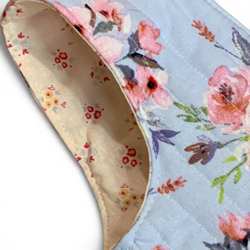Baby Blue Floral Quilted Bottle Gift Bag