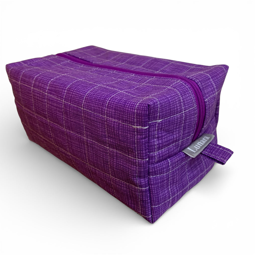Plum Boxy Quilted Makeup Case