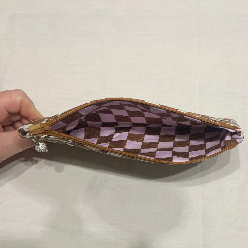 Chocolate Leaf Pencil & Glasses Case - Quilted Zip Pouch