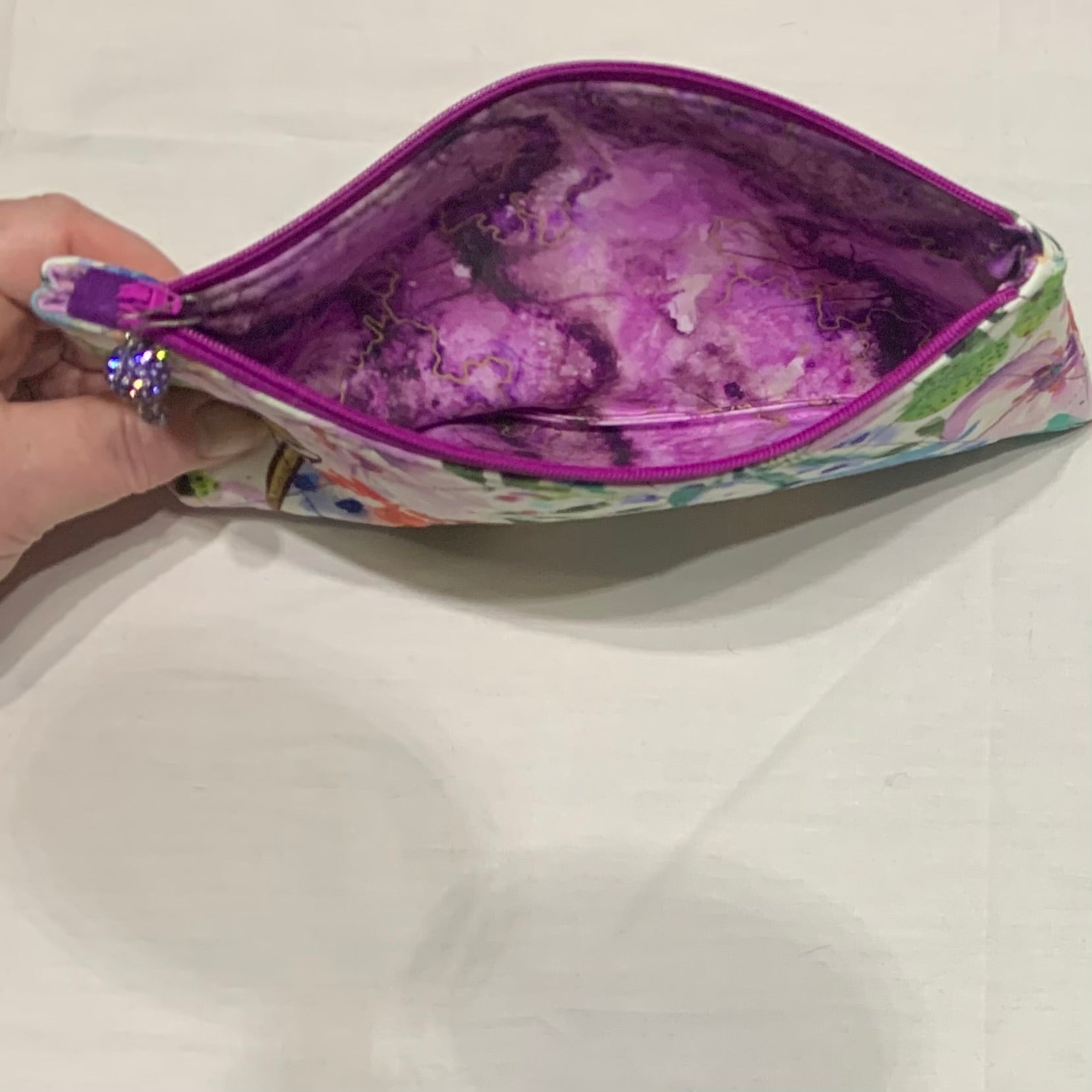 Lilac Floral Pencil & Glasses Case - Quilted Zip Pouch