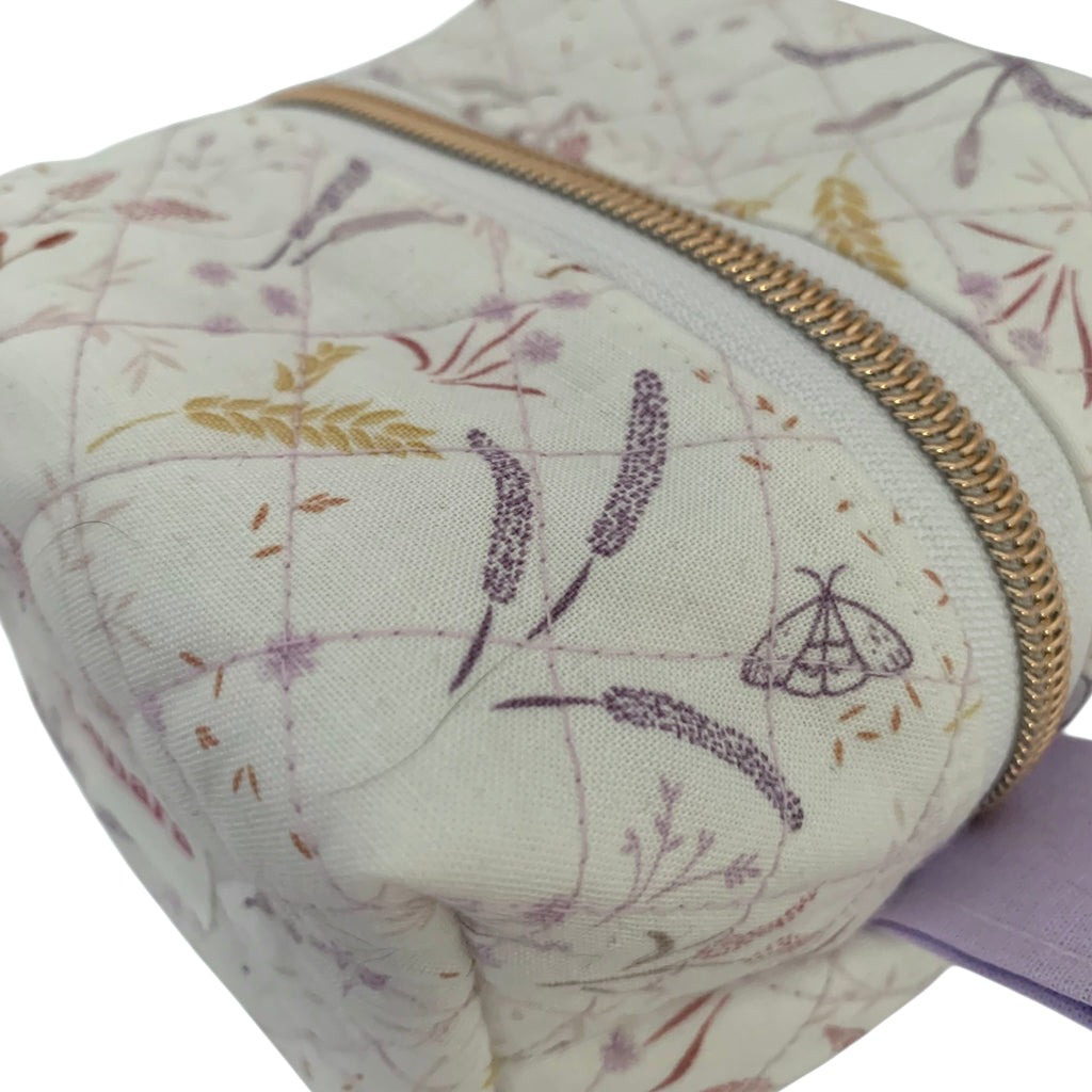 The Everyday Cube - Corn Meadow Mini Quilted Makeup Bag / Boxy Zip Pouch