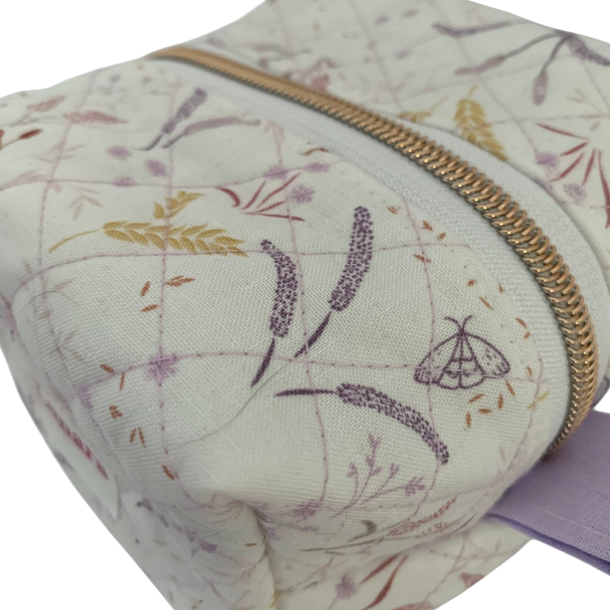 The Everyday Cube - Corn Meadow Mini Quilted Makeup Bag / Boxy Zip Pouch