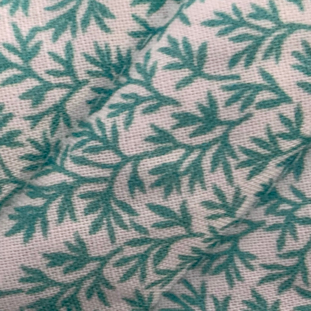 The Everyday Case - Seafoam Green Leaf Print Quilted Makeup Bag / Boxy Zip Pouch