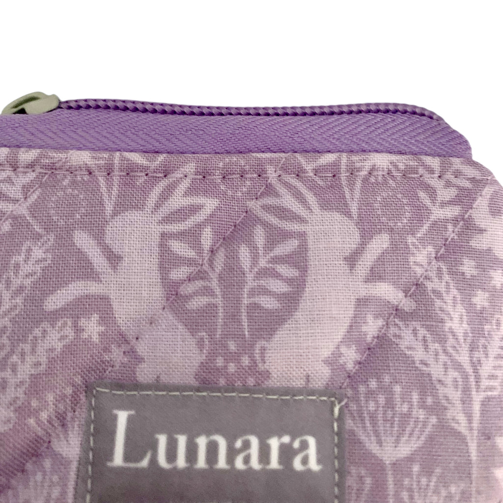 Lilac Hares Keychain Coin Pouch - Quilted Zip Pouch