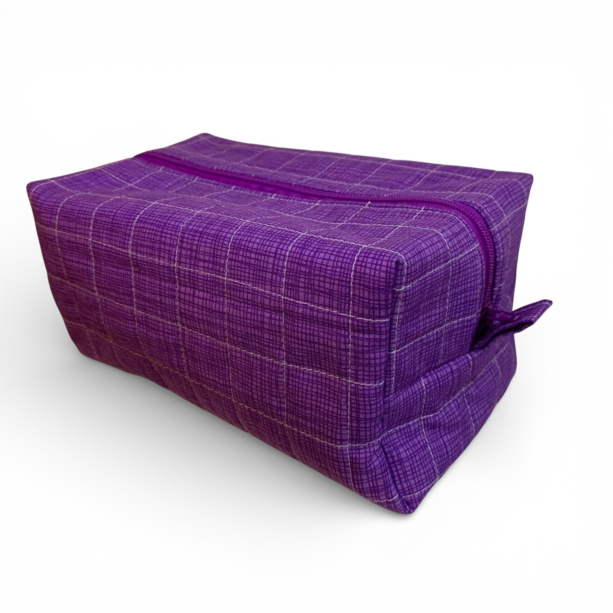 Plum Boxy Quilted Makeup Case
