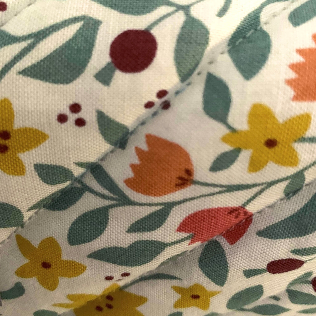 The Everyday Case - Sunshine Floral Print Quilted Makeup Bag / Boxy Zip Pouch