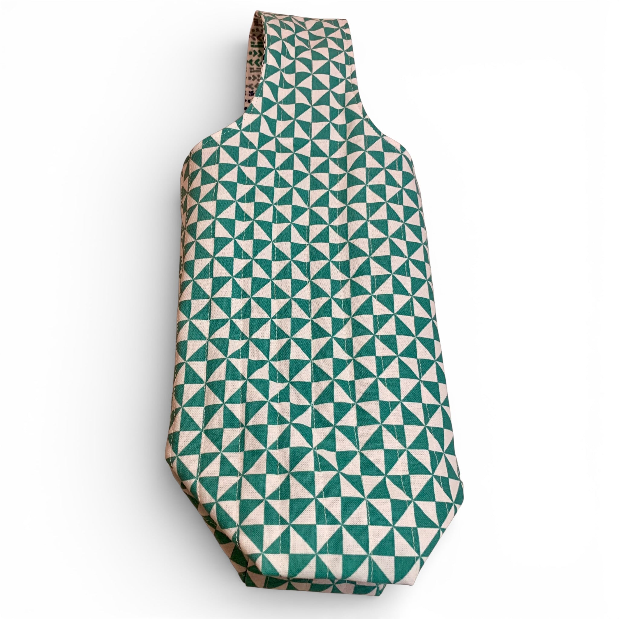 Jade Triangles Quilted Bottle Gift Bag