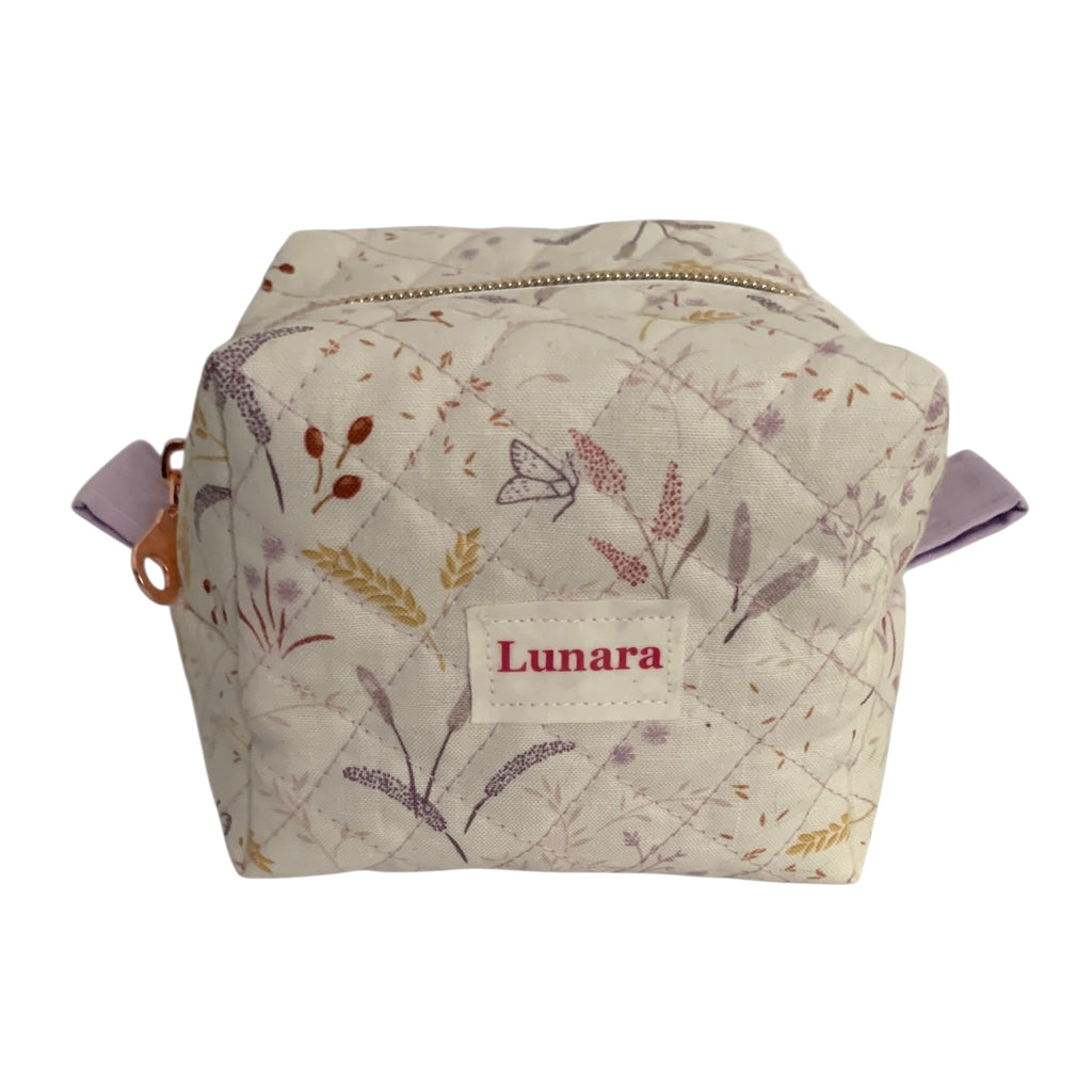 The Everyday Cube - Corn Meadow Mini Quilted Makeup Bag / Boxy Zip Pouch