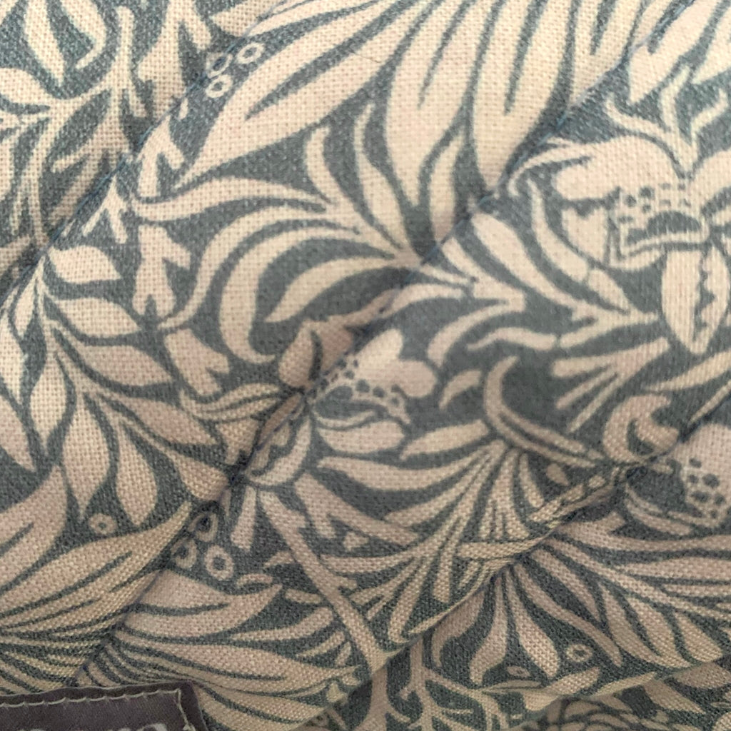 The Everyday Case - Blue Botanical Print Quilted Makeup Bag / Boxy Zip Pouch