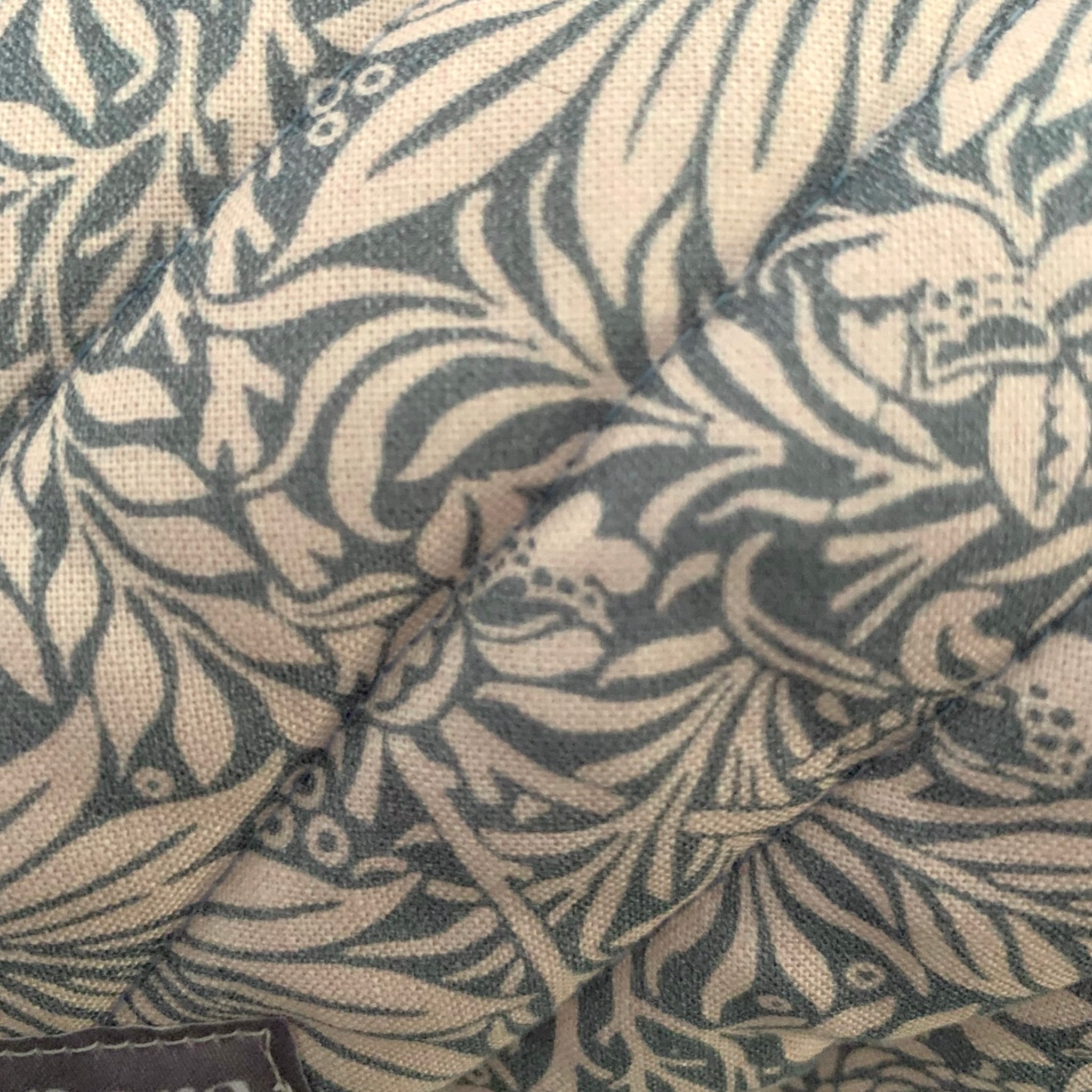 The Everyday Case - Blue Botanical Print Quilted Makeup Bag / Boxy Zip Pouch