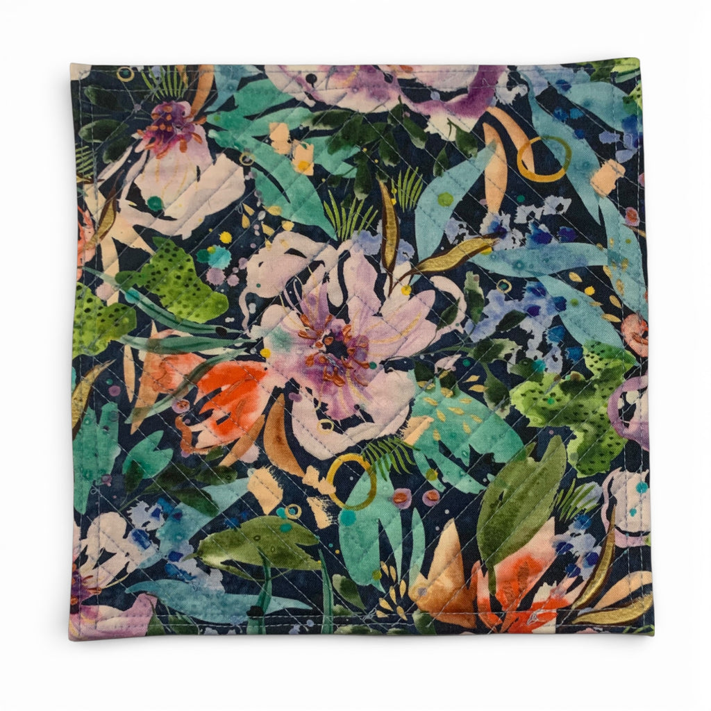 Mini Quilt - Night Garden Flowers