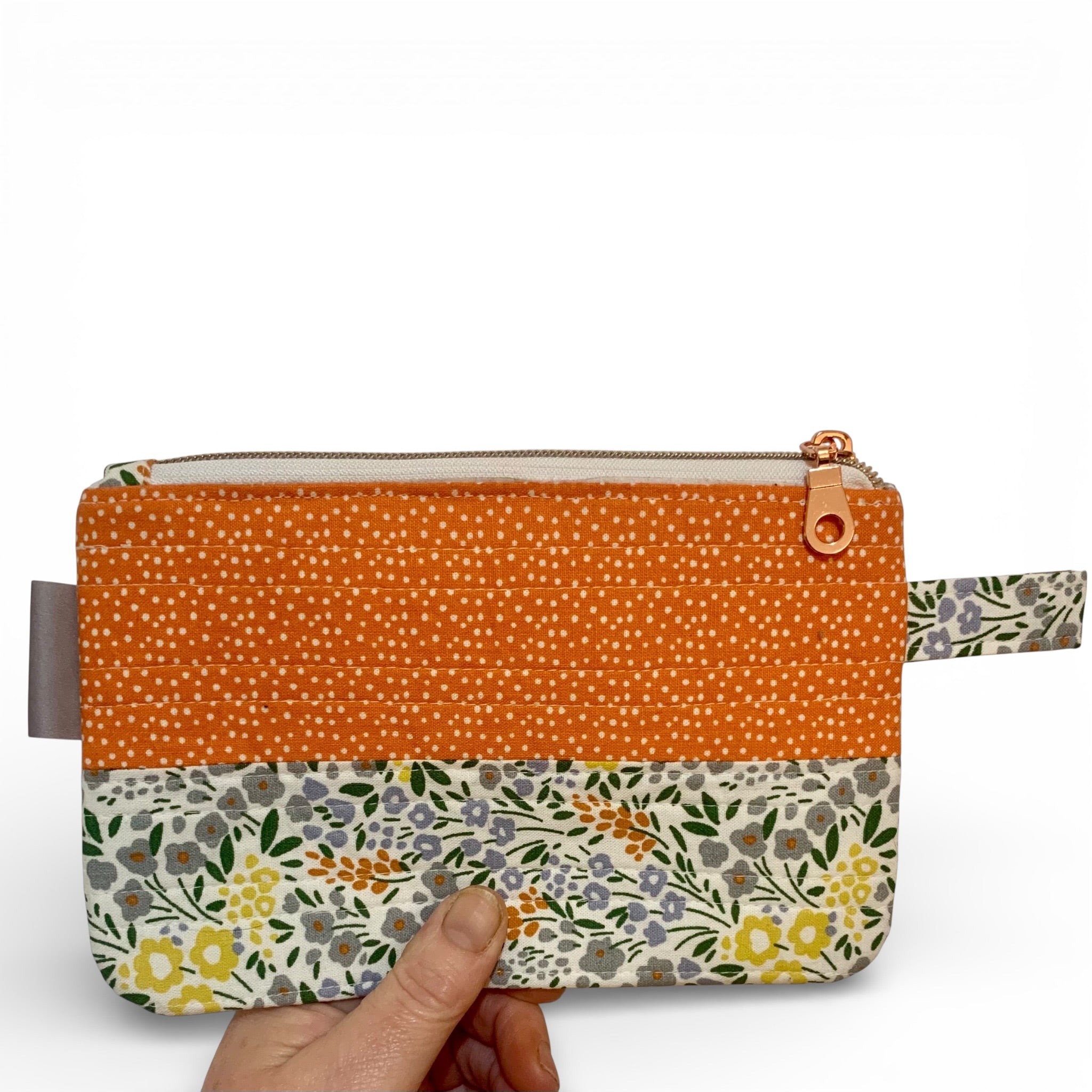 Floral Quilted Makeup Pouch