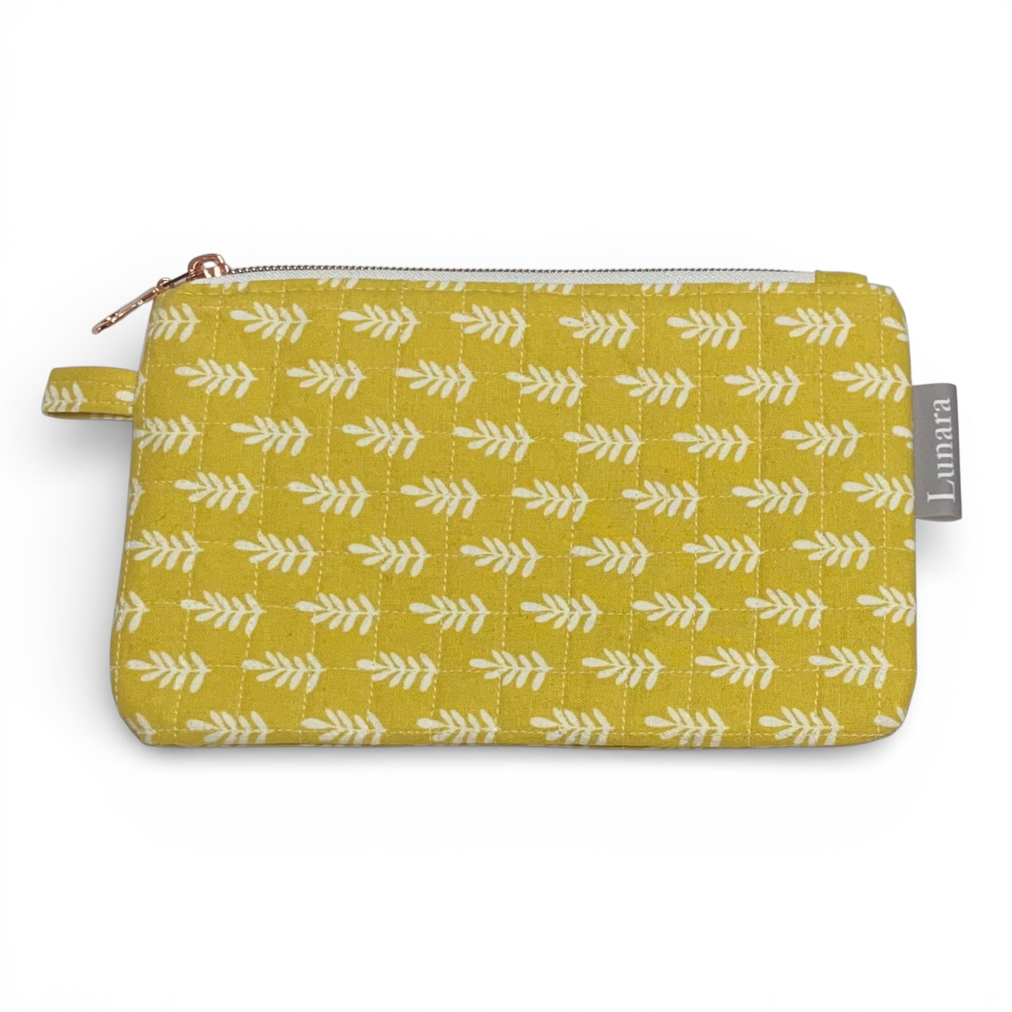 Mustard Leaves Quilted Makeup Pouch