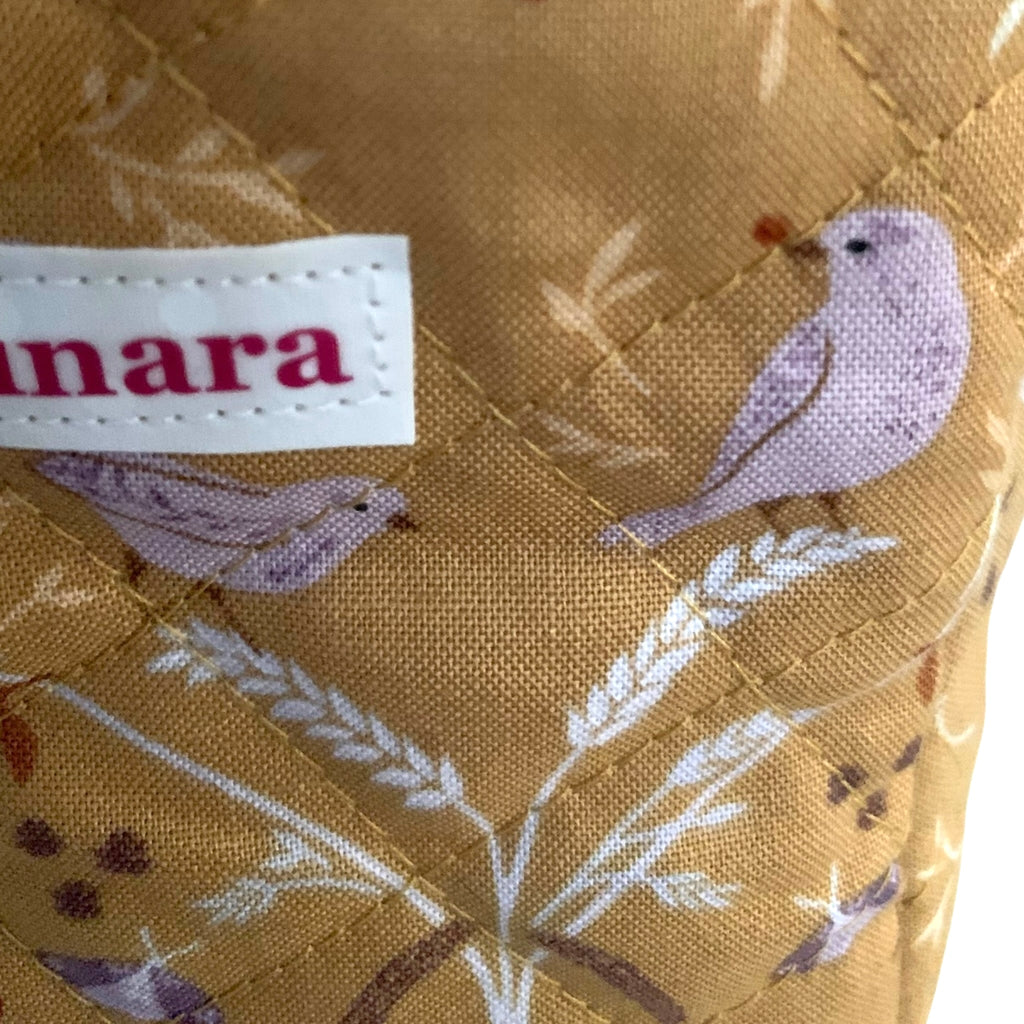 The Everyday Cube - Golden Meadow Quilted Makeup Bag / Boxy Zip Pouch