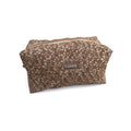 The Everyday Case - Medium - Soft Taupe Floral Quilted Makeup Bag / Boxy Zip Pouch