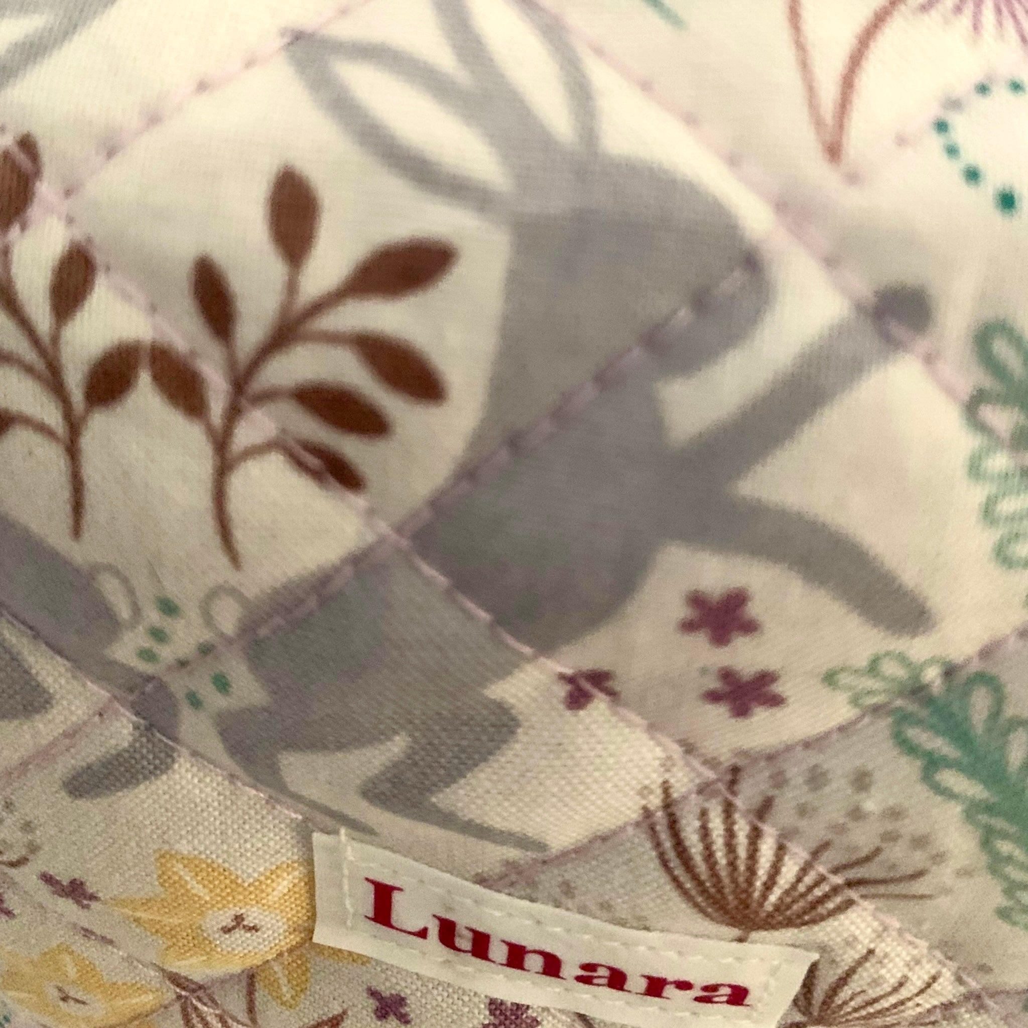 The Everyday Cube - Meadow Hares Quilted Makeup Bag / Boxy Zip Pouch