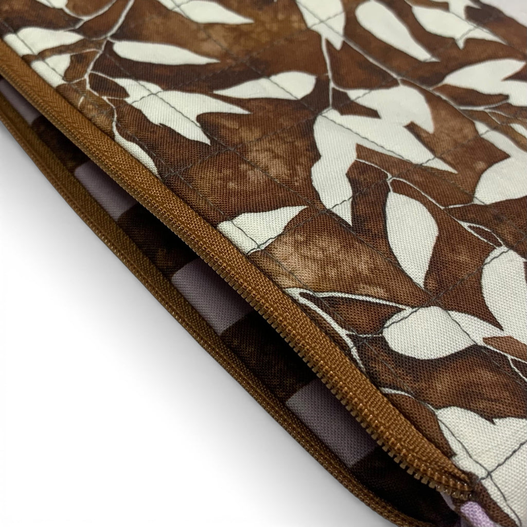 Chocolate Leaf Pencil & Glasses Case - Quilted Zip Pouch