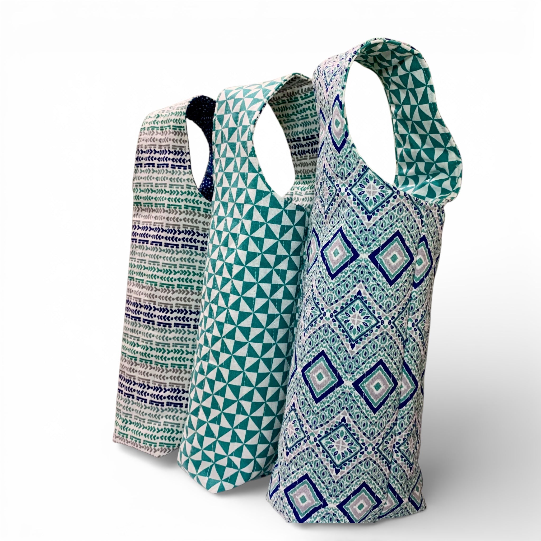Jade Triangles Quilted Bottle Gift Bag