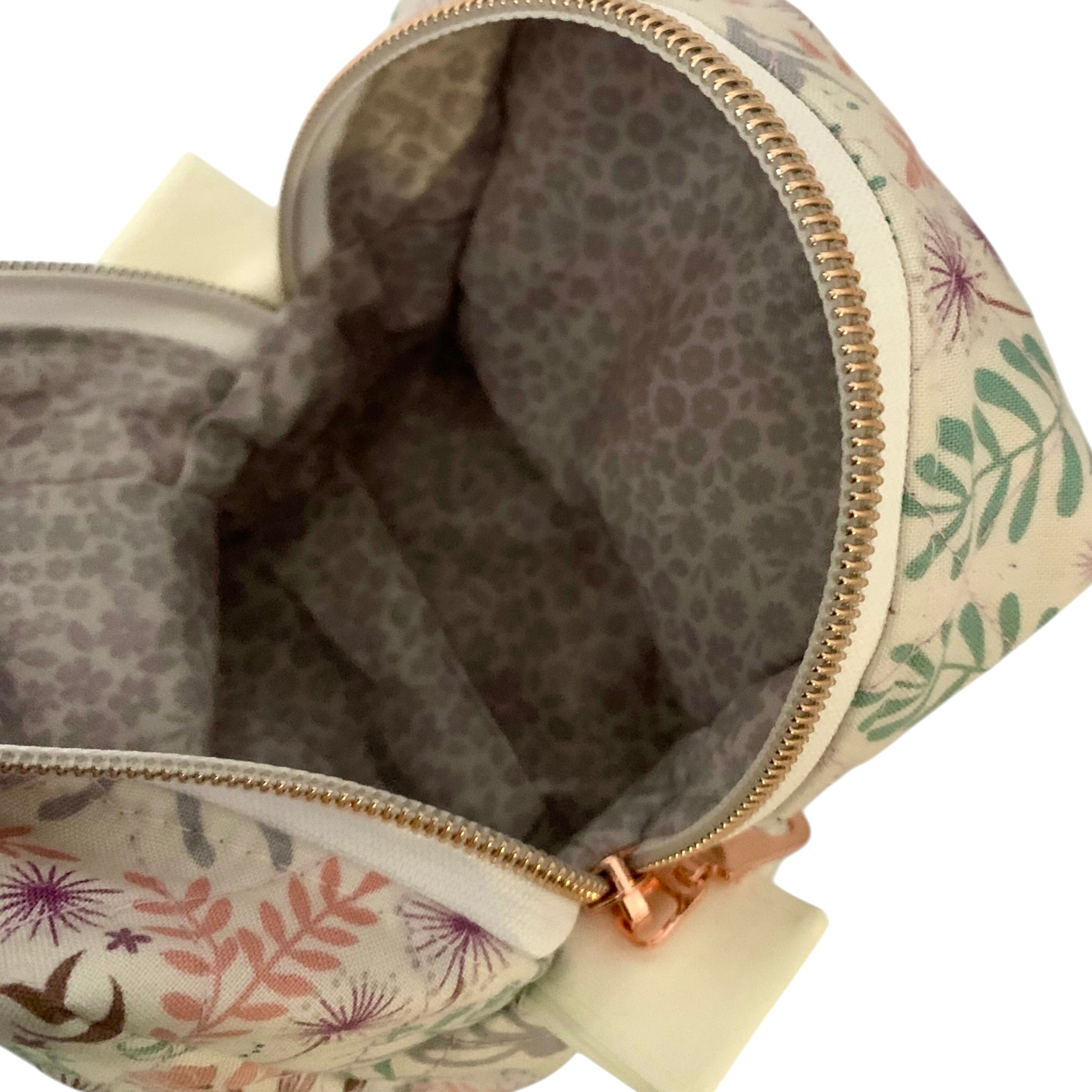 The Everyday Cube - Meadow Hares Quilted Makeup Bag / Boxy Zip Pouch