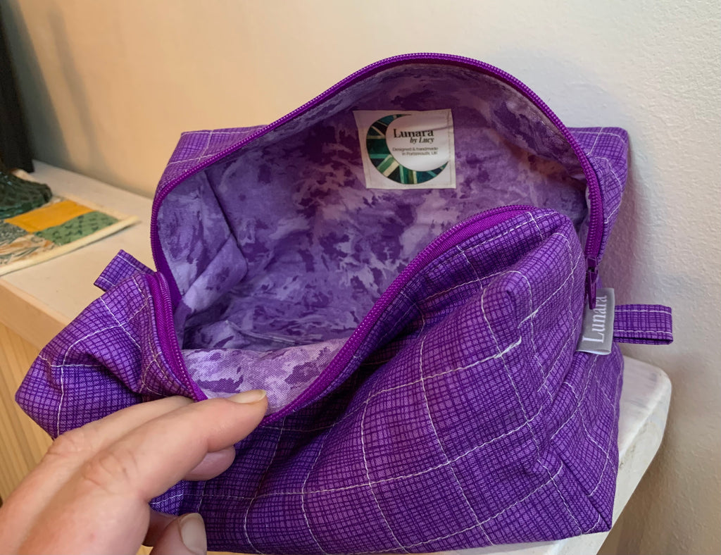 Plum Boxy Quilted Makeup Case