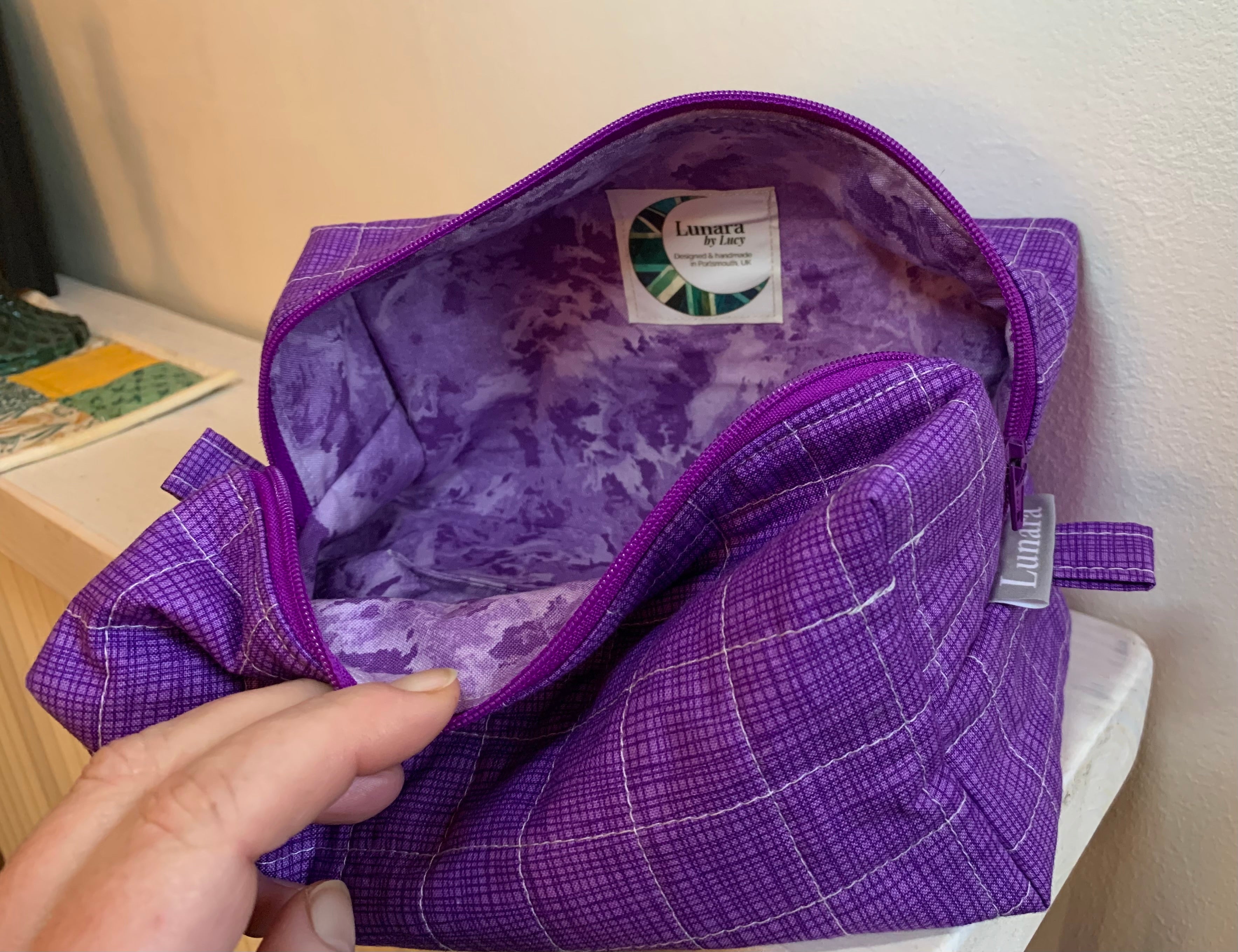 Plum Boxy Quilted Makeup Case