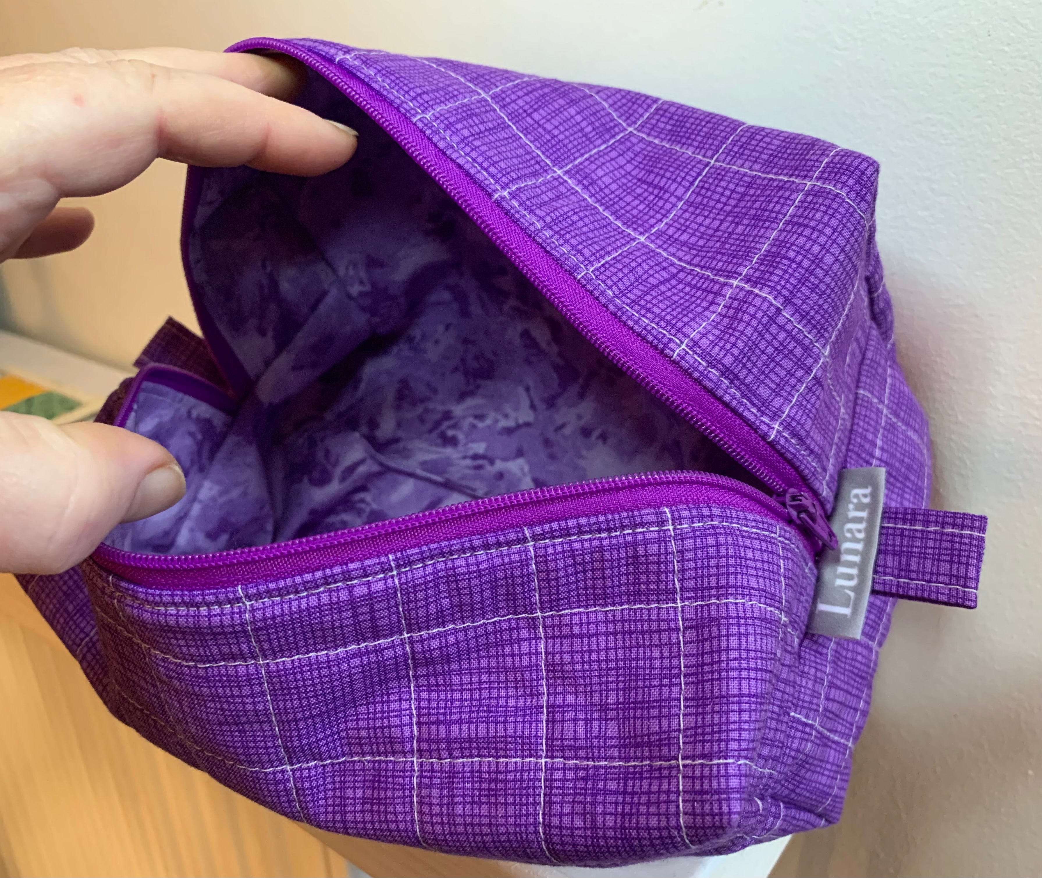 Plum Boxy Quilted Makeup Case